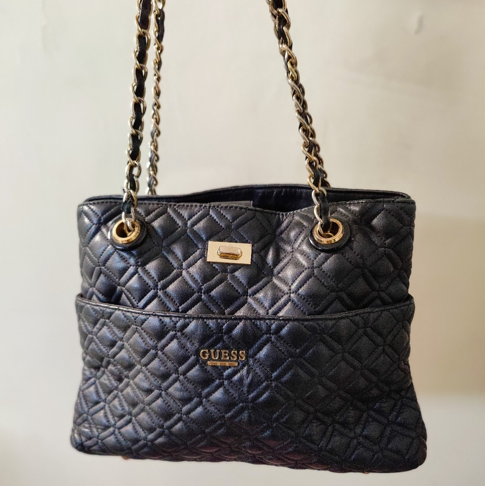 Guess Marciano Luxe Suave Carryall genuine leather quilted bag - Picture 2 of 7